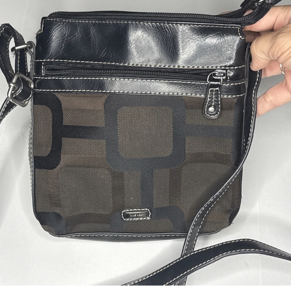 Nine West Black and Brown Striped Handbag